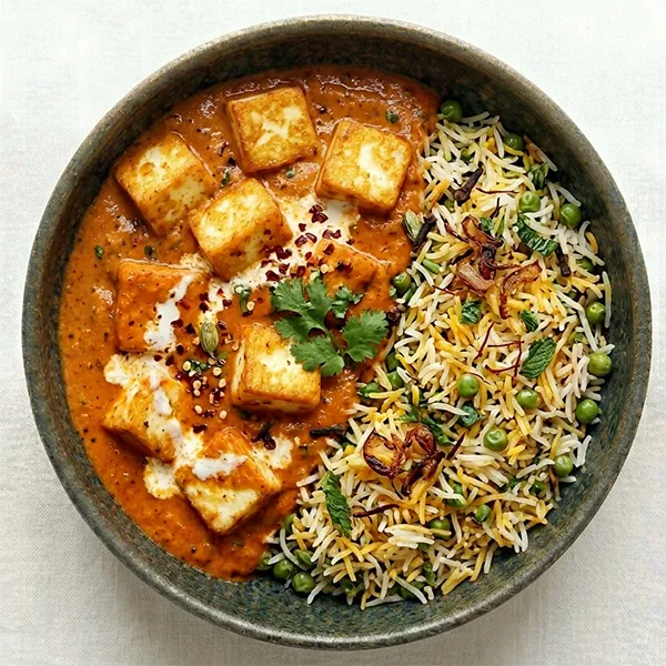 Paneer Butter Masala And Matar Biryani